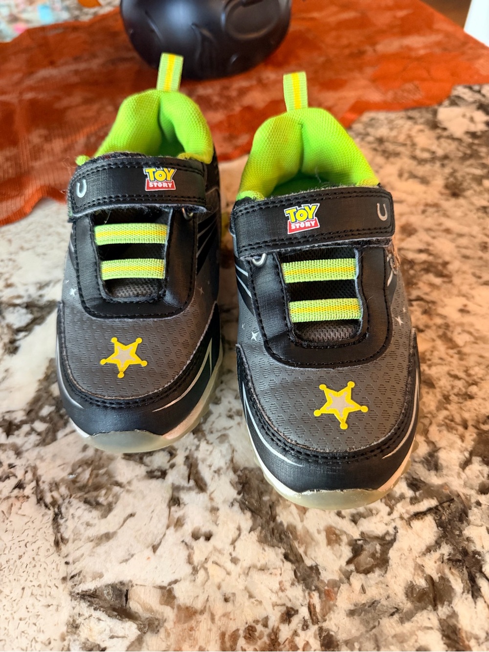 Kids' Black and Neon Green Toy Story Light-Up Sneakers